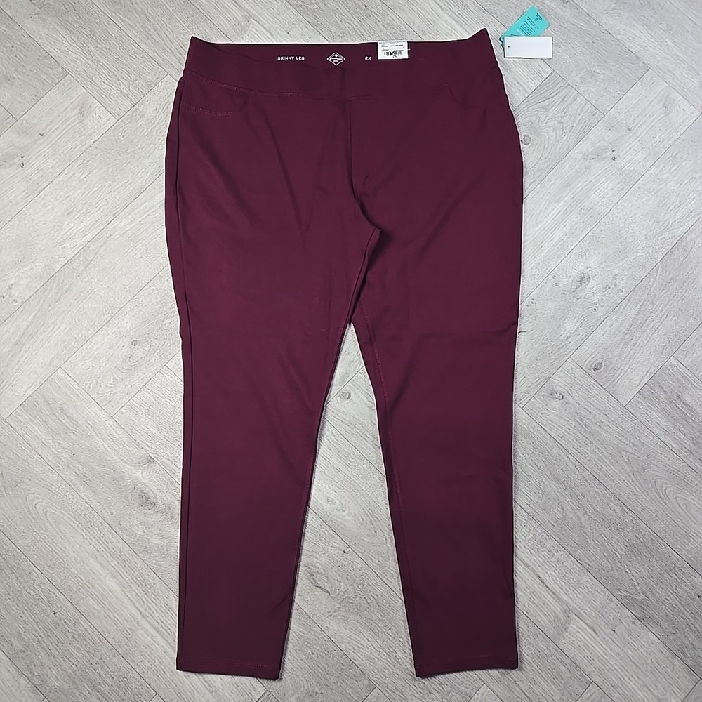 New! St. John's Bay Size 2X Deep Ruby Comfort Stretch Slimming Skinny Leggings